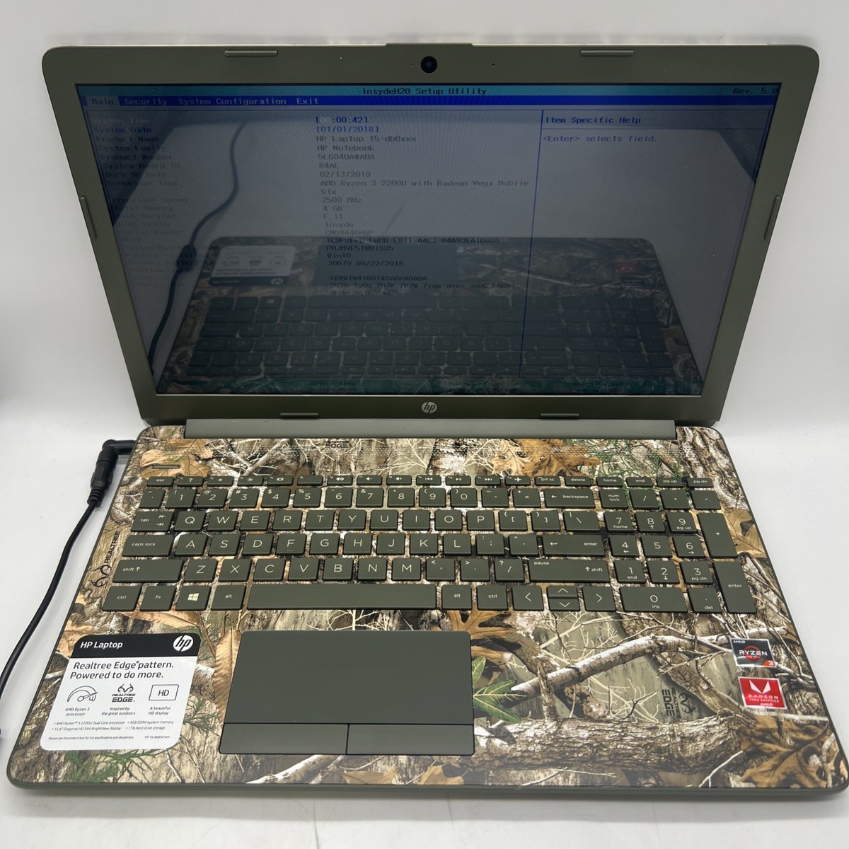 HP 15-db0xxx Laptop AMD Ryzen 3 2200U 4GB RAM No Drive No OS Bad