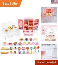 95-Piece Dollhouse Refrigerator Set with Mini Food  Dining Furniture for Kids
