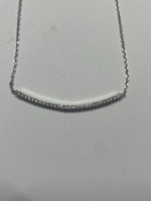 Silver Tone Necklace with A 2 Inch Bar of Beautiful Rhinestones. 16 In Long