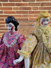 2 VTG Porcelain Head Doll With China Head Arms Feet 18 Blonde Brunette READ