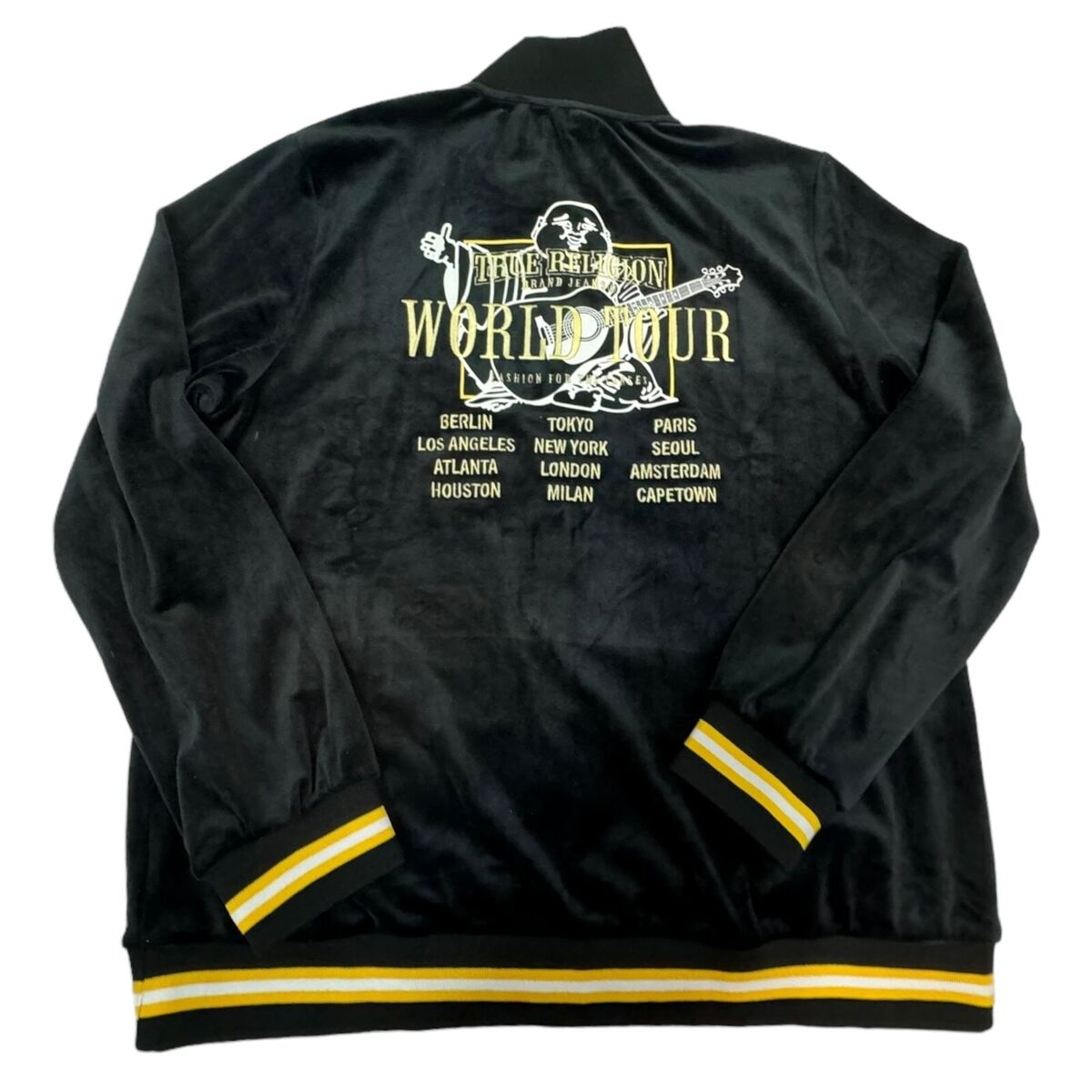 True Religion Men's Velour Tour Track Jacket Jet Black Size True Religion Men's Velour Tour Track Jacket Jet Black Size