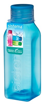 2 Stück - Sistema Hydrate Square Bottle, 475ml, farblich sortiert