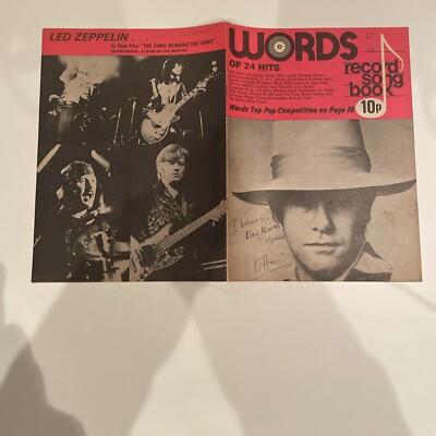 Led Zeppelin WORDS  Song Book Magazine -1976, December Elton John, 