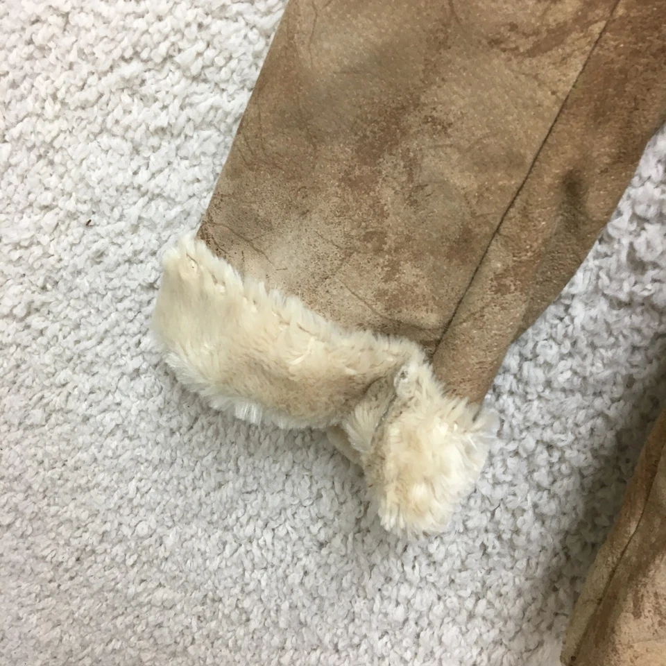 ВИНТАЖНЫЙ Guess куртка средний взрослых бежевый искусственного меха пенни пальто замши кожи женщин - Изображение 3 из 4