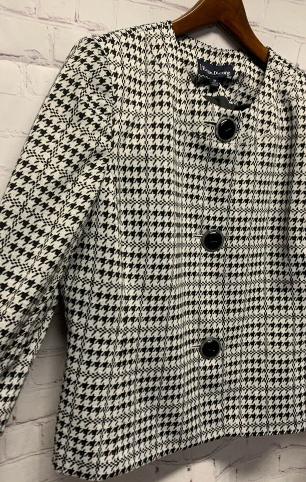 Evan Picone Petite 16P Blazer Jacket Suit Separate Black/White Houndstooth Women - Image 4 of 4