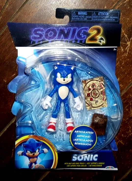 Sonic 2 Movie 4 Inch Figures Sonic with Map & Pouch 