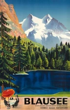 Blausee Switzerland Travel Poster Print  Reproduction Giclee Print 11x17