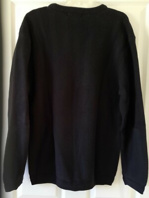 Vtg Mens CHAPS by RALPH LAUREN Black Ribbed Cotton Knitted Jumper
