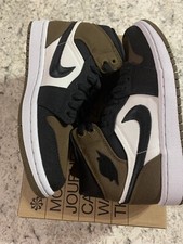 Nike Air Jordan 1 Mid SE Olive Toe Women  s Sz 6.5 Black White DV0427-301 NEW  