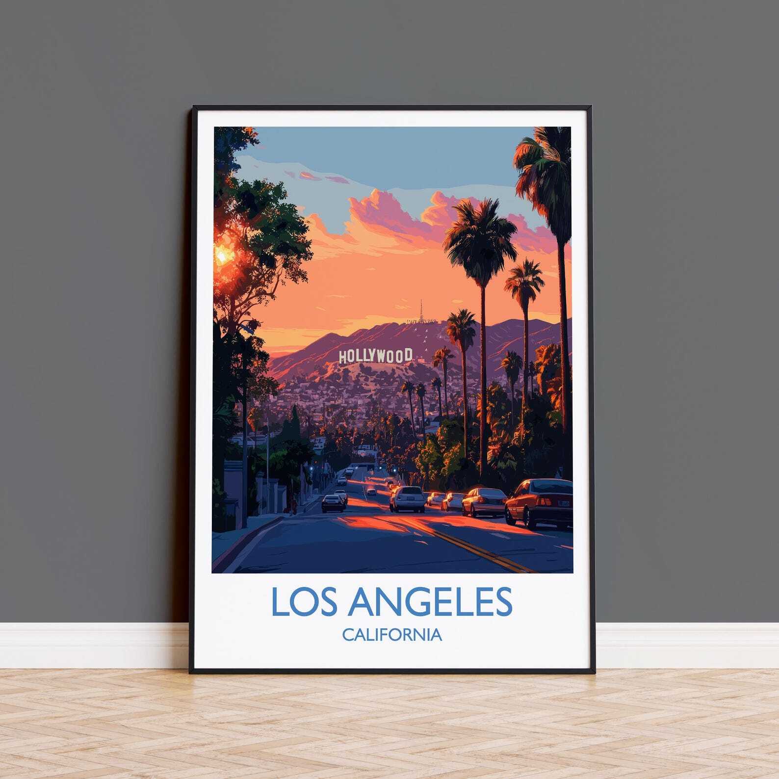 Los Angeles Travel Print Travel Poster Of Los Angeles California Los Angeles