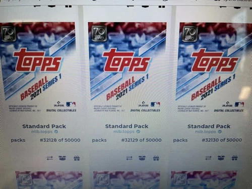 Lot of 5 Topps 2021 MLB Standard Packs ~ 30 Digital Baseball Cards ~ NFT WAX