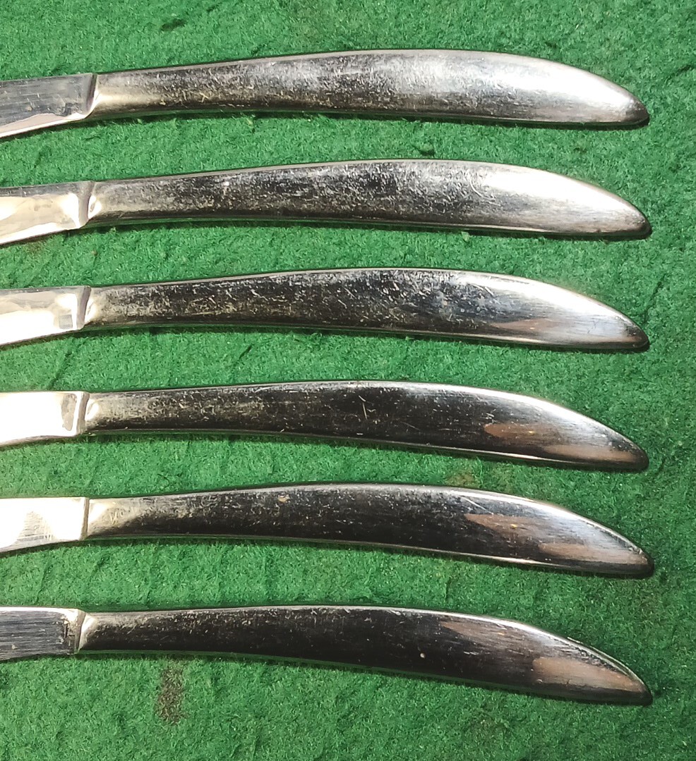 Vtg Set Of 6 Japan Stainless Steel Partial Serrated Steak Knives, Original Box