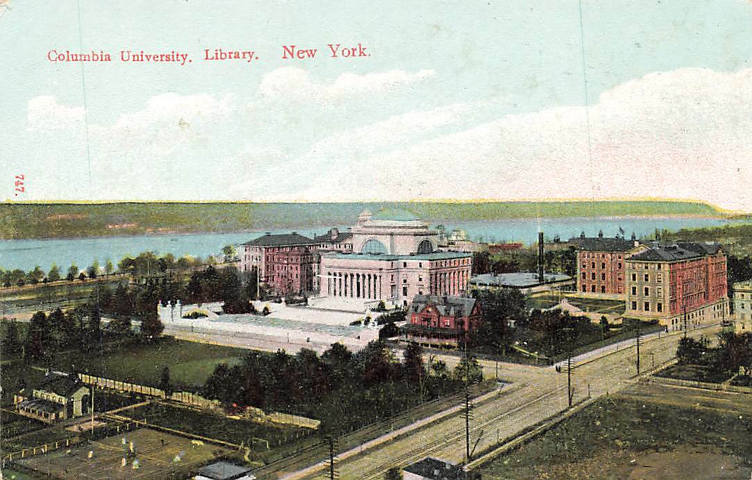 Columbia University Library Birds Eye View NYC DB c1910  VTG P149