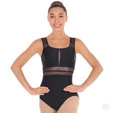 Black Mesh Tank Leotard EUROTARD Dance Ladies Medium Adult 59899 NWT