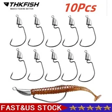 10pcs Bullet Jig Head Weighted Hooks,10pcs Texas Rigs EWG Hooks for Bass Fishing