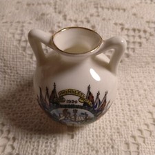Arcadian Crested China Ware Wembley Urn 1924 British Empire Exhibition Flags