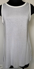 Banana Republic HiNeck Shirt Sleeveless Light Gray Tunic White Trim Viscose