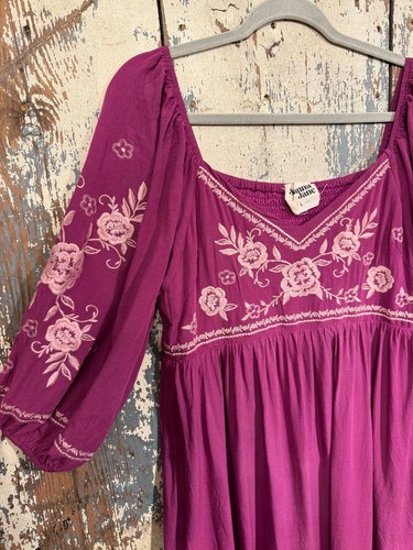 Savanna Jane Embroidered Floral Mini Dress, Purple, size Large - Picture 3 of 7