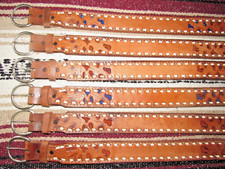 Vintage Western C M Co Backstitch Inlay Leather Belts 6 pc Size 24 NEW