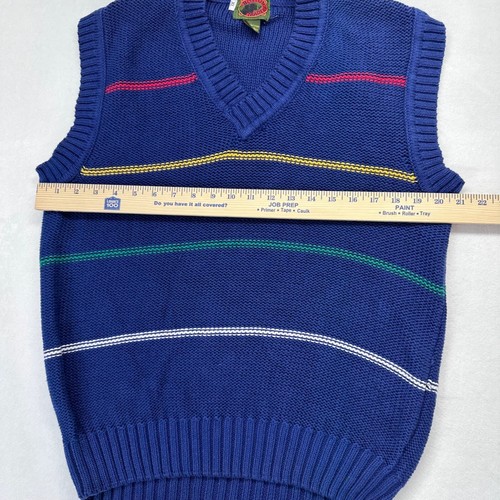 Boston Traders Mens Vintage Cotton Knit Grandpa Sweater Vest Stripes Size XL - Picture 8 of 9