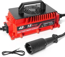 Autobaba 48 Volts 15 AMP Golf Cart Battery Smart Charger Round 3-Pin Style Plug
