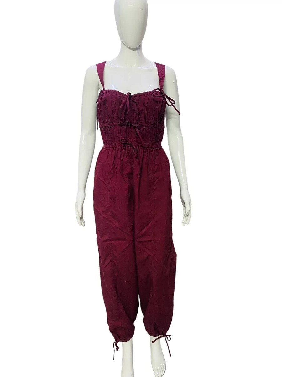 Ulla Johnson Women Tatum Ruffle Smocked Pleated Cotton Jumpsuit