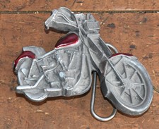Vintage 1979 Bergamot Brass Works Motorcycle with Red Trim Belt Buckle