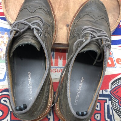 Cole Haan & Todd Snyder Mens Gray Leather Oxford Wingtip  display picture 2