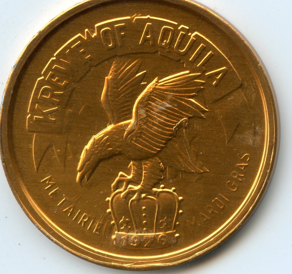 Mardi Gras Doubloon Krewe of Aquila 1978 Aluminum Gold | eBay