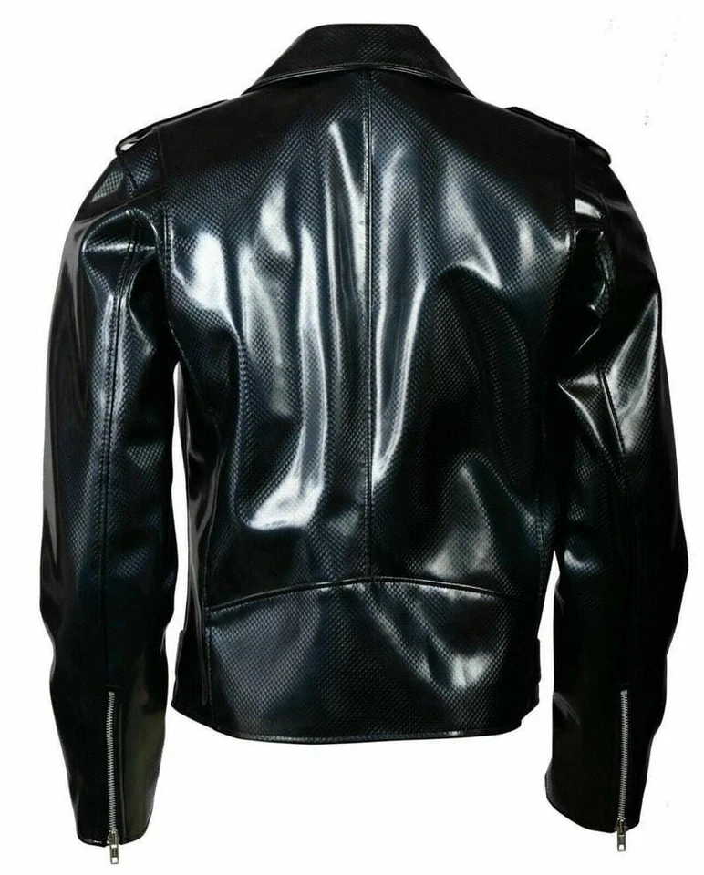 Gothic Handmade EMO Moto Black PVC Vinyl Jacket Stylish Men Motorcycle Jacket - Image 2 of 4
