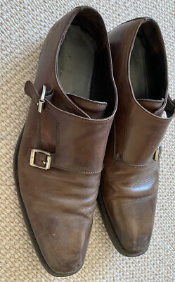 Donald J Pliner Mens Medium Brown Leather Buckle Dress Shoes  display picture 3