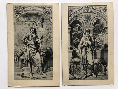 AK 2Stk. E. v. Luttich Wien Deutsche Minnesänger 1924 Lichtenstein Zweter
