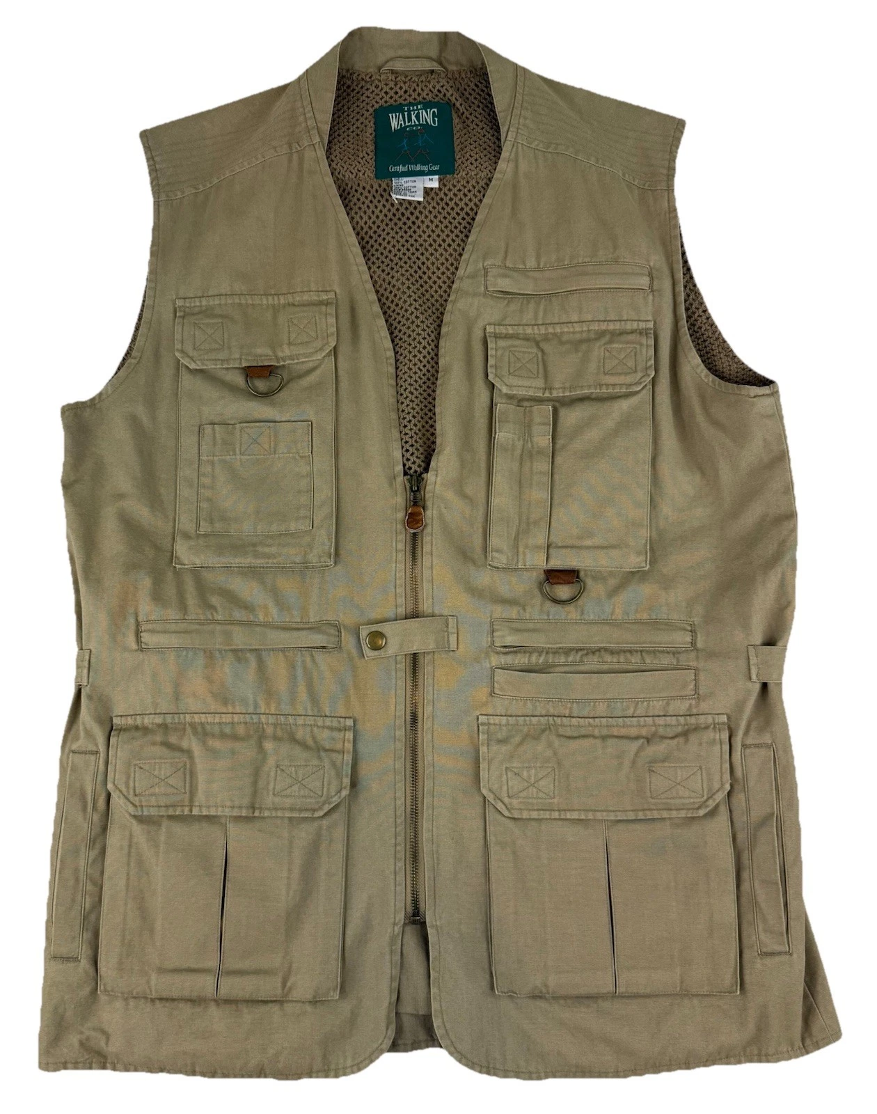 The Walking Co. Vest Mens Medium (Fits Large) Khaki Tactical Fishing Pockets NOS