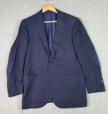 Sartoria Partenopea Sport Coat Mens 50 US 40 Blue Wool Cashmere Elbow Patch