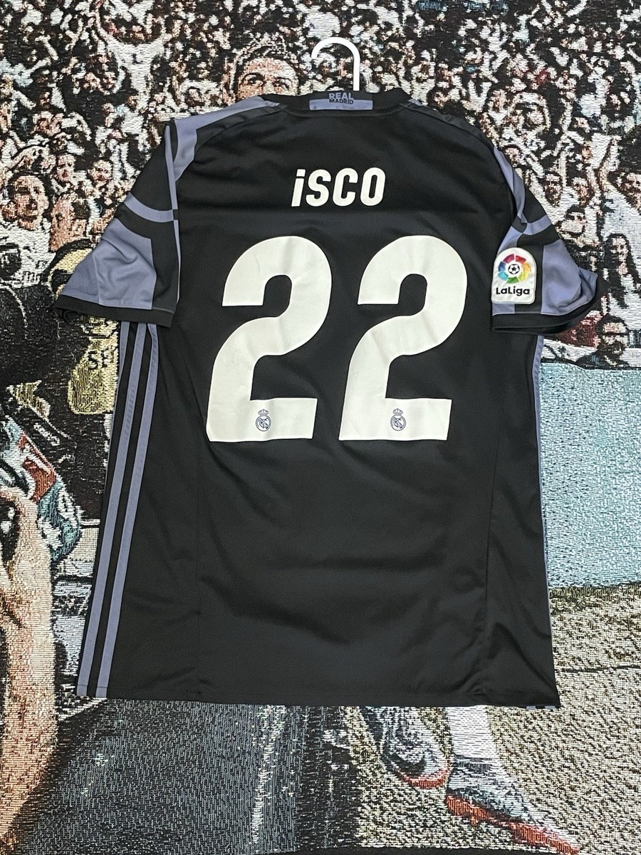 Adidas 2016/17 Real Madrid third black Isco soccer jersey Size M