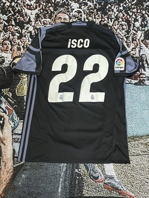 Adidas 2016/17 Real Madrid third black Isco soccer jersey Size M