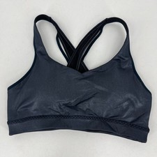 Athleta Sports Bra Women's S Navy Blue Shiny Crossback Strappy Removeable Cups