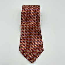 Vintage Burberrys Silk Tie Maroon Blue Gold Equestrian Horse Bits England Luxury