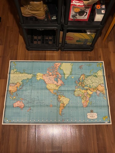 Vintage 1950s Hammond’s International Map of the World