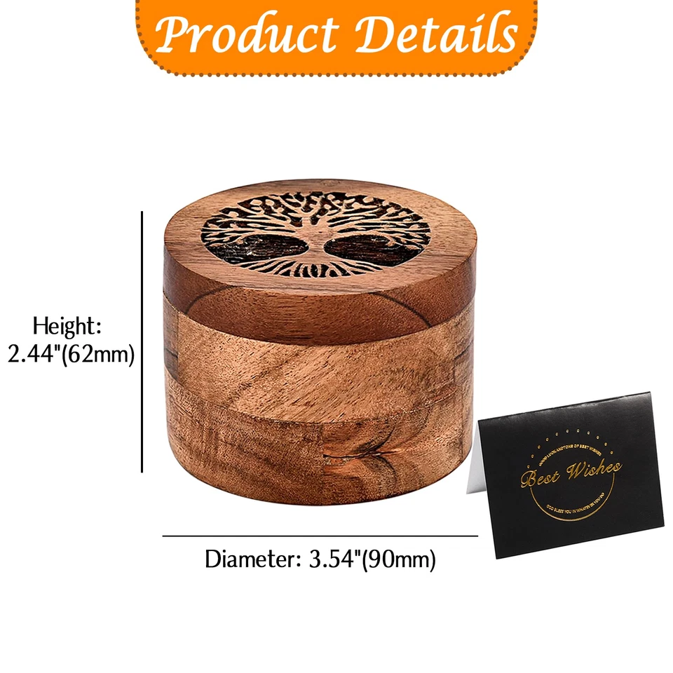 Pequeña caja de madera para cenizas humanas y mascotas gato perro urna árbol de la vida recuerdo conmemorativo Foto 2 de 4