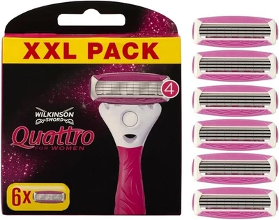 WILKINSON SWORD - Quattro for Women | Smooth Glide | 6er Pack Rasierklingen-Nachfüllung