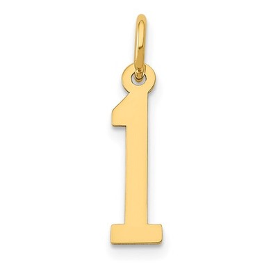 14k Gelbgold kleiner länglicher Zahl 1 ausgefallener Charm Anhänger L-15,42mm, B-4,19mm