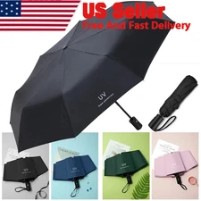 Automatic Black Umbrella Anti-UV Sun/Rain Windproof 3 Folding Compact Umbrella