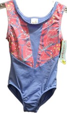 Cat  Jack Size Small 6/7 Pink  Blue Dance Gymnastics Leotard w/ Keyhole Back