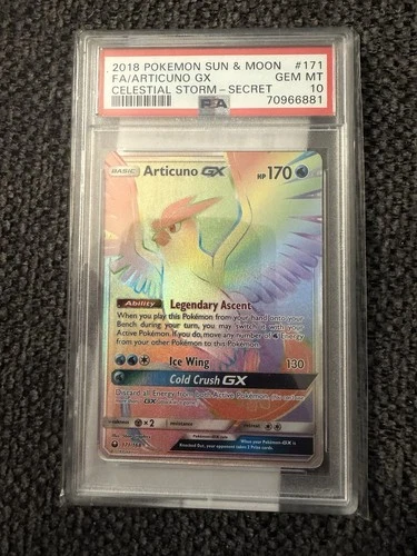 2018 Pokémon Articuno GX Full Art Secret Rare 171/168 PSA 10 (Celestial Storm)