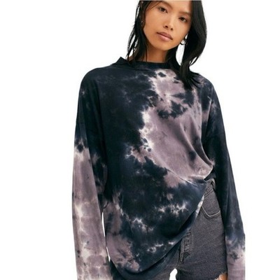 We The Free Black & Gray Be Free Tie-Dye Long Sleeve Tee Size Large New W/O Tag