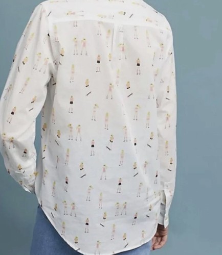 COTELAC ACOTE Roller Skater Girl Print Cotton Button Down Shirt Top S $295 - Picture 15 of 15