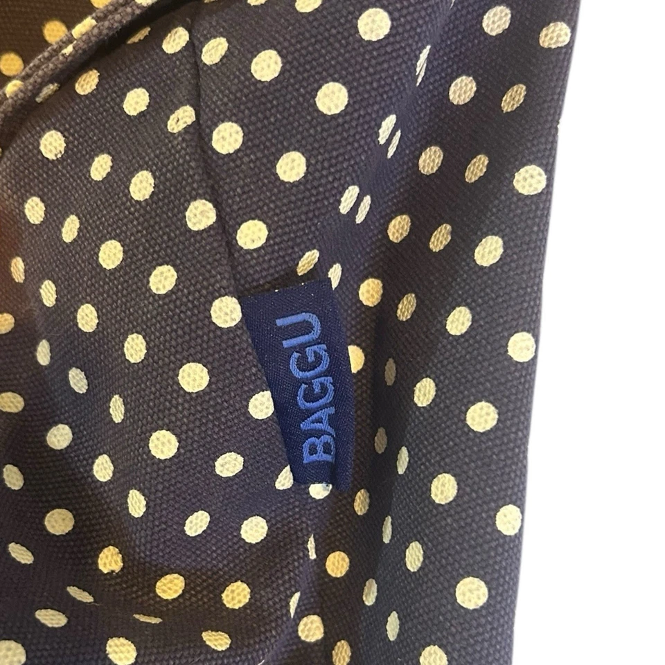 Baggu Backpack  Mid Size Blue White Polka Dot Cotton Canvas Bag No Drawstring - Image 3 of 4