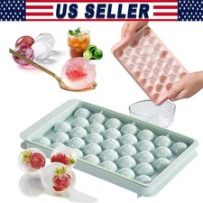 DIY Round Ice Cube Ball Maker PP Tray Silicon...