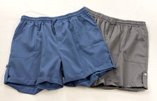 women's 2 pair shorts size XL taupe blue elastic waist drawstring pockets polyes